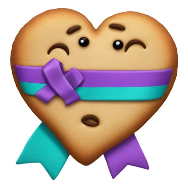 Cookie heart with purple teal awareness ribbon sticker