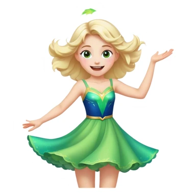 Cinematic Playful Aurora Portrait Emoji, Spinning in her dress, arms gracefully extended, eyes filled with laughter, exuding joy and charm, a princess dancing through her dreams! sticker