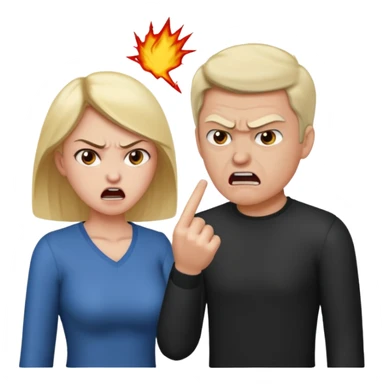 a woman is arguing with a ma sticker