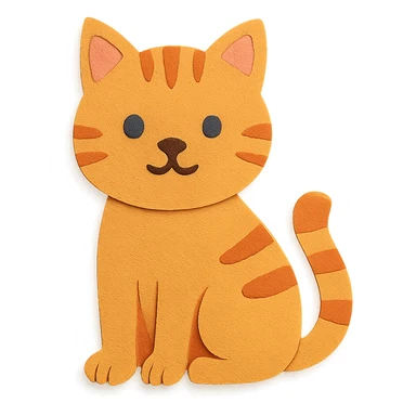 cat sitting with simple background in paper-craft style sticker