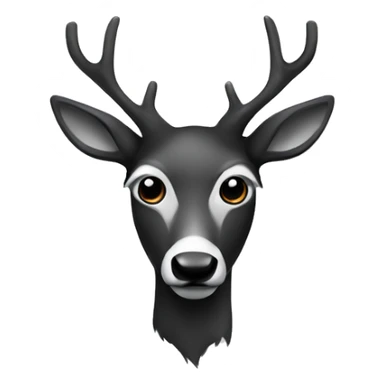 Graphic black and white head of a black deer with an eye sticker