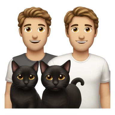 Brown hair man with two black cats  sticker