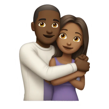 Brownskin girl with white man in hug  sticker