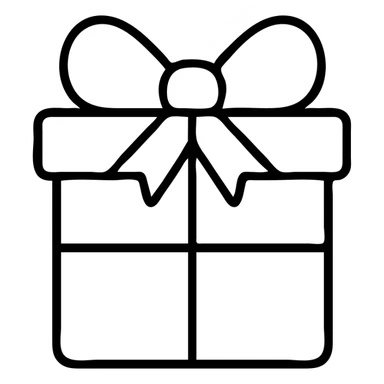 present icon, stylized with a bow, clean lines sticker
