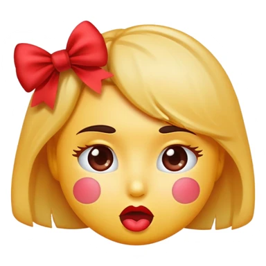 Kiss face emoji with bow on head sticker
