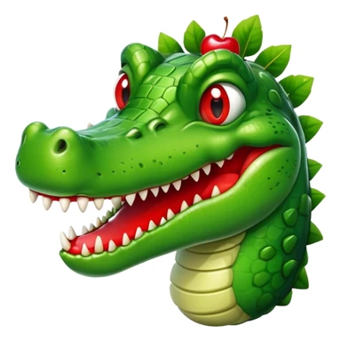 Cocodrile smiling with a cherry on his hand sticker