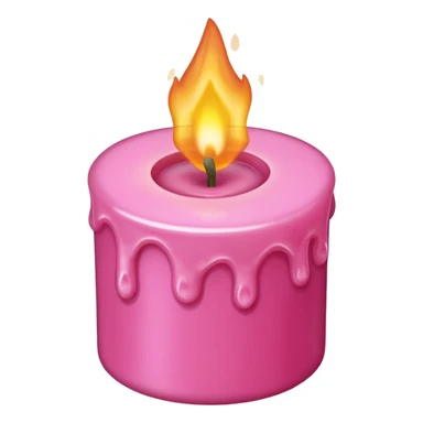 Draw a pink candle with a flame on it from a bird's eye view. sticker