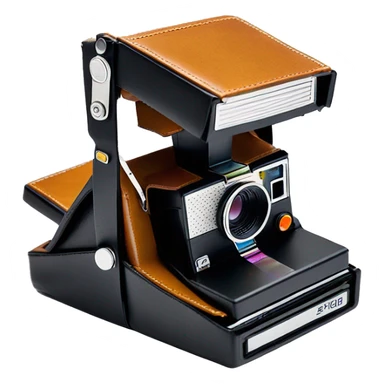 Sx-70 foldable polaroid with metal and leather body sticker