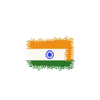 Detailed pixel art of Indian national flag with saffron, white and green colors sticker
