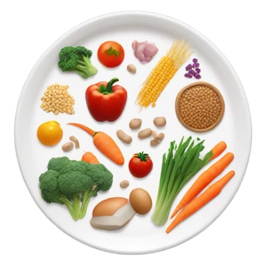 round white plate with healthy food sticker