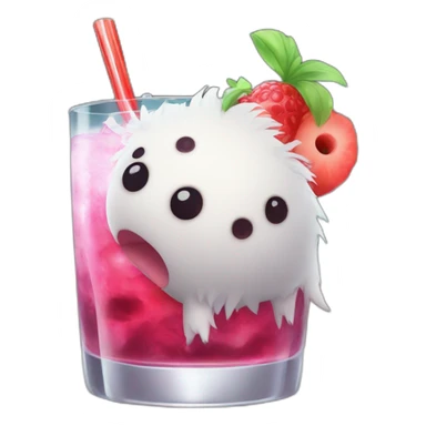 poro from lol inside a cocktail sticker