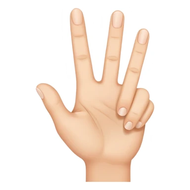 Hand in high five position but pointer finger is bent and is next to middle finger sticker