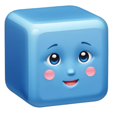 cute blue cube with blushing cheeks sticker