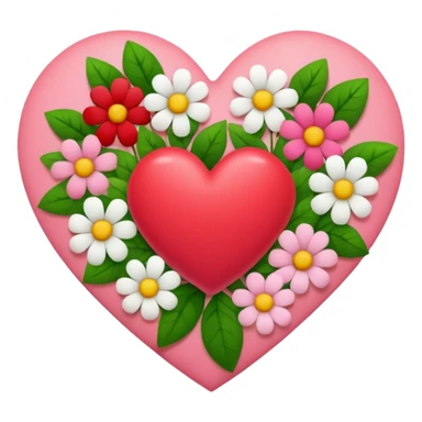 a heart made of flowers with leaves sticker