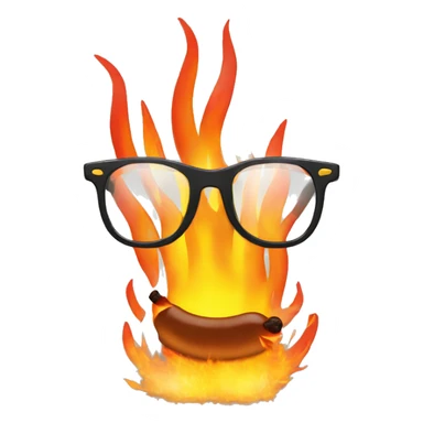 a merguez with glasses on fire sticker
