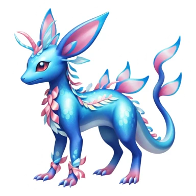 Colorful Shiny Exotic Amaura-Salandit-Aurorus-Sylveon-Fakémon-hybrid-creature (full body)  sticker