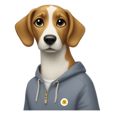 dog with t-shirt on with radley yeldar logo sticker