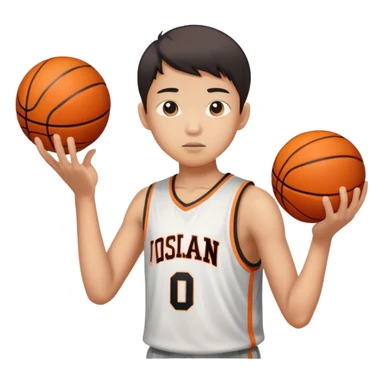 asian boy shooting basketball and missing sticker