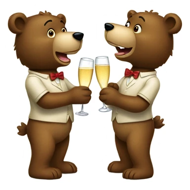 two bear doing champagne toast sticker