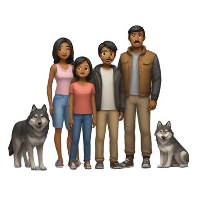 human family and wolf family sticker