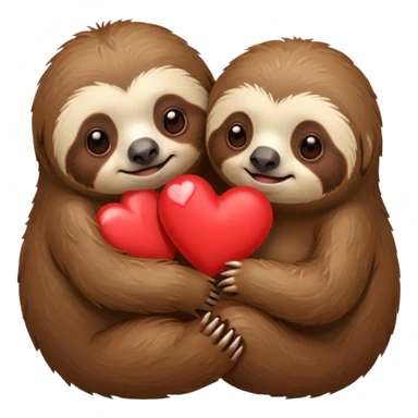 sloths cuddling with heart between them sticker