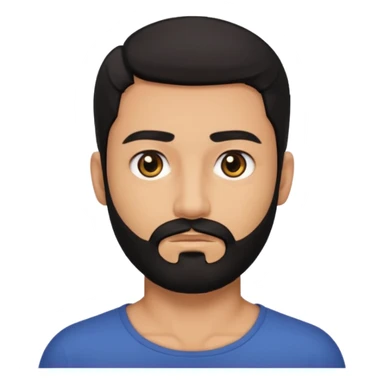 A man with black eyes. With a black beard and medium smooth hair. with the neck sticker