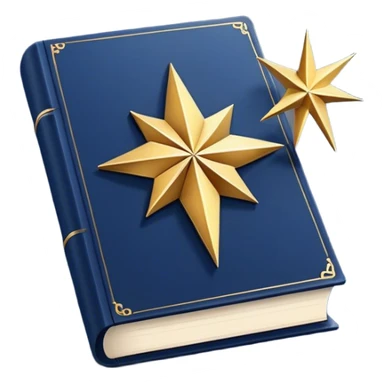 A navy blue productivity book with gold details, chart with upward trend aura, radiating productivity, strategy, and success in motion- sticker