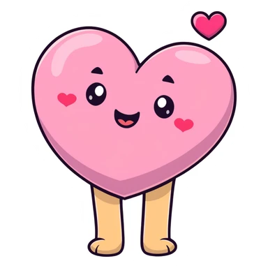 An adorable pink heart character with eyes and a smiling mouth, where the top heart lobes are plump and shaped like butt cheeks sticker