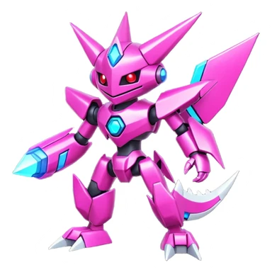 Digital Neon-Magenta Pixel-Fragmented Glitch-Lined Vivid Protogen-Rotom-Digimon fusion creature (full body) sticker