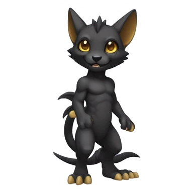 a anthro chibi-style black Fakémon-hybrid full body sticker