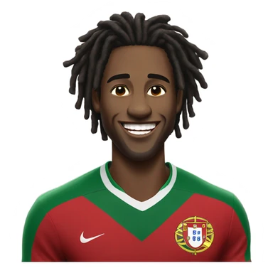  Young black man- very short black dread locks-  no facial hair laughing Portugal jersey lean crazy smile  sticker
