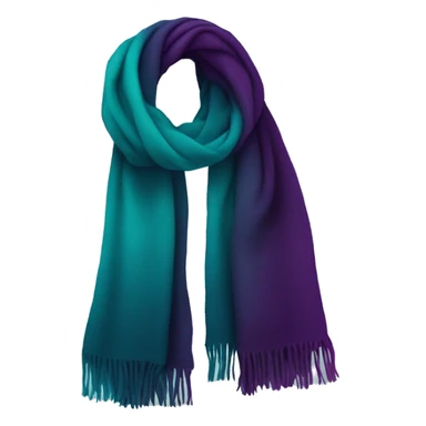 Realistic dark turquoise to dark purple ombre winter scarf isolated. sticker