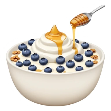 Yogurt in a bowl with granola and blueberries topped with honey drizzle sticker