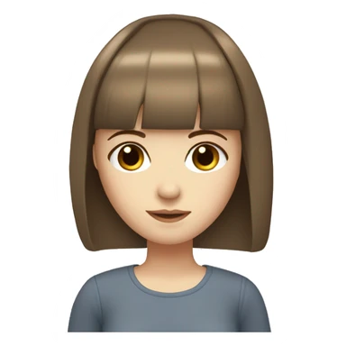 Girl with pale skin brown straight hair and bangs and brown eyes sticker