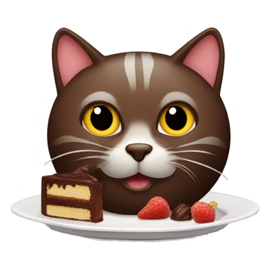 a cat eating a chocolate cake sticker