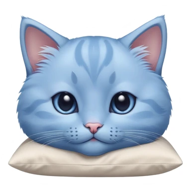 Close-up of a beautiful blue kitten's face with paws resting on a pillow. Minimalist design with very few details, focusing on the kitten's adorable expression and soft features sticker