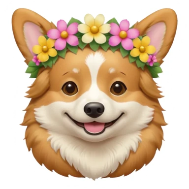 Corgi dog wearing a flower crown sticker