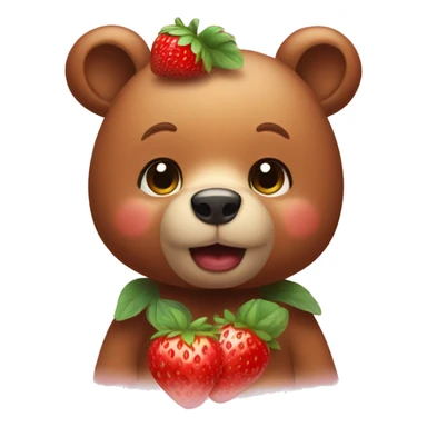 a cute little bear with a little strawberry on her head sticker