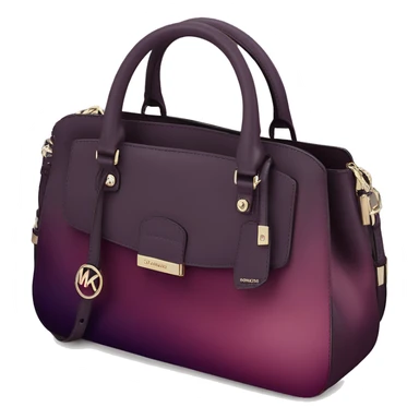 Realistic isolated dark plum to dark wine color ombre Michael Kors satchel purse.  sticker