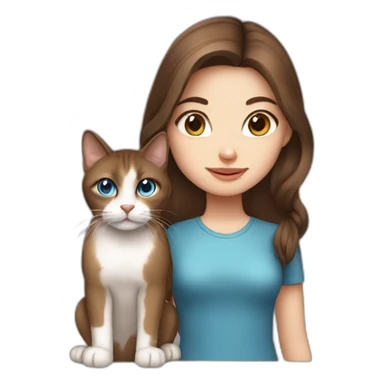 Blue eyed brown hair girl with Thai cat sticker
