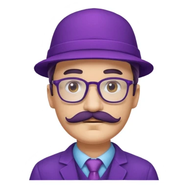glasses purple man with hat and mustache sticker