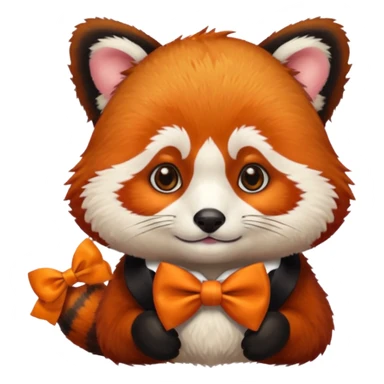 a red panda with orange bow tie, portrait sticker