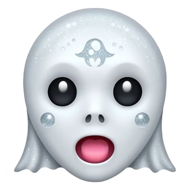 white Ghost face glitter  sticker