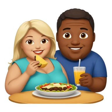 Fat Mexican woman and fat light skinned black guy eating together sticker