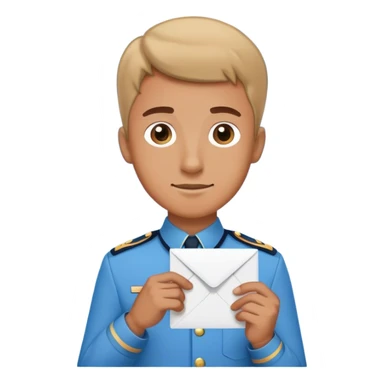 mailman in lightblue uniform holding letter sticker