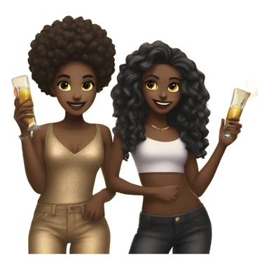 lightskin girl and darkskin girl partying together  sticker