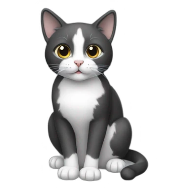 Black grey and white cat  sticker