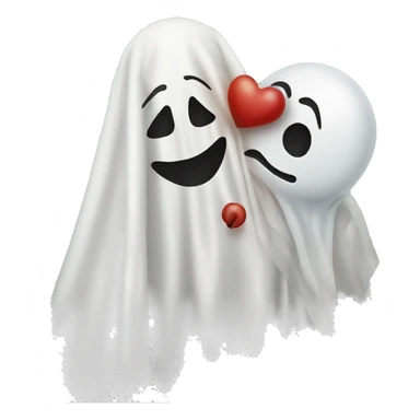 Female clown kissing a sheet ghost sticker