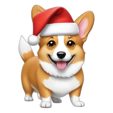 Corgi with Santa hat sticker