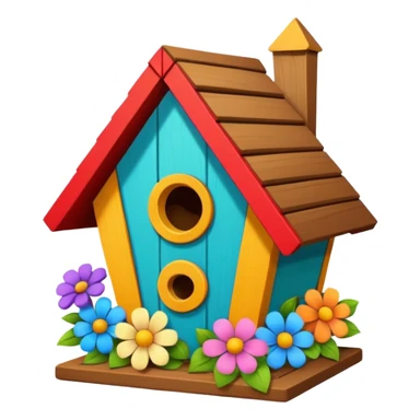 Birdhouse with flowers sticker
